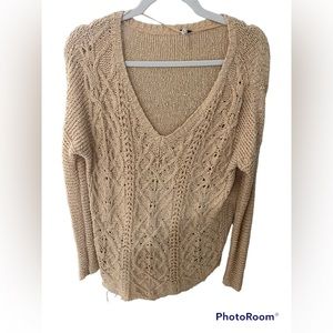 FREE PEOPLE PALE YELLOW SWEATER XS
